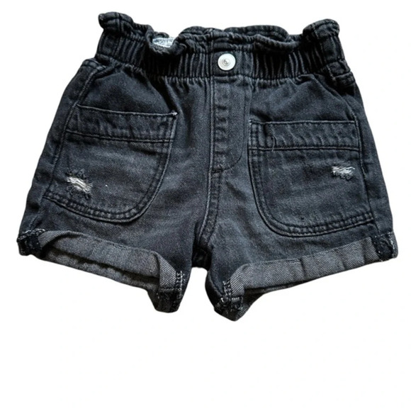 wonder nation Other - Girls 3t Black Cuffed Distressed Denim Pull On Shorts